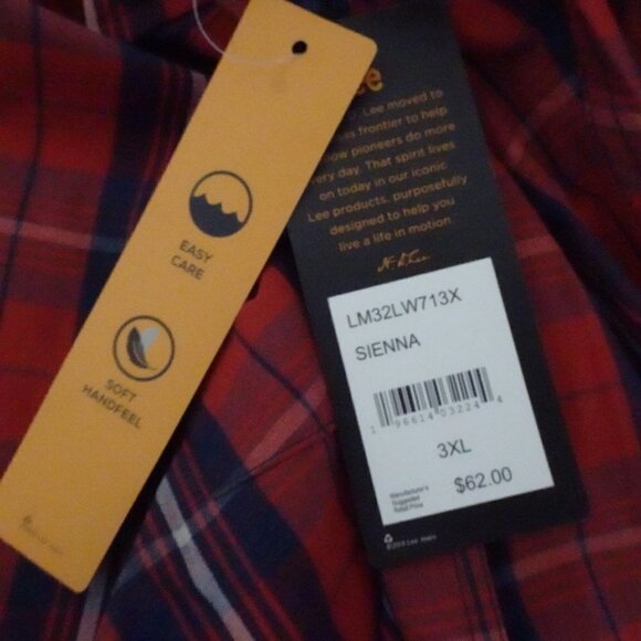 Lee Button Front Shirt Men's Size 3XL Red Plaid Long Sleeve - Picture 8 of 11